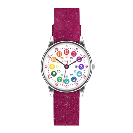 Cander Berlin MNA 1730 M Montre d'apprentissage étanche pour enfant Rose pailleté