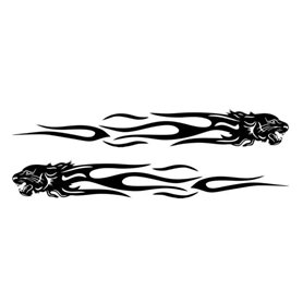 Autocollants voiture tuning – 2 pièces lion avec flammes (noir)