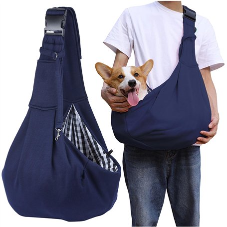 Sac de transport pour petit chien - Sac de transport jusqu'à 8 kg - Sac à bandoulière pour la promenade - Bleu marine