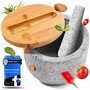 NATURSCHMIED Mortier avec pilon et couvercle – Fermeture AirProof 2.0 + tampon SolidStand | 750 ml – Mortier en granit gris clai