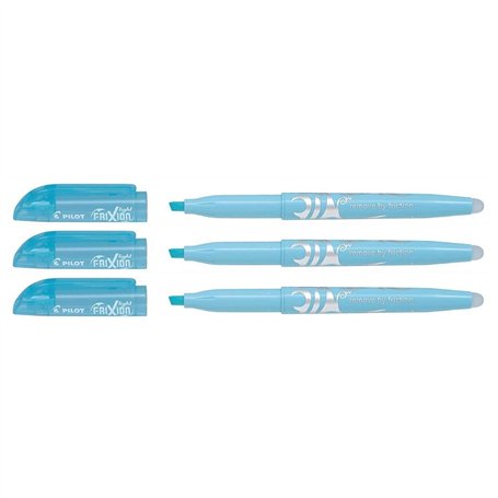 PILOT Lot de 3 Surligneurs FriXion Light Soft effaçable bleu pastel