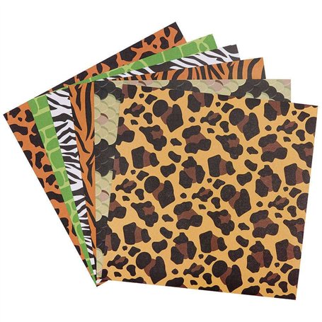 Baker Ross Papier Coloré motifs Animaliers - Lot de 48