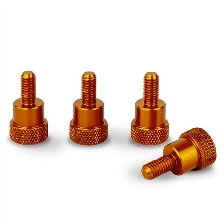 PrecisionGeek Moleté Pouce vis/Vis d'épaule Aluminium M5 x 10mm L-22mm Anodisé Orange Lot de 4