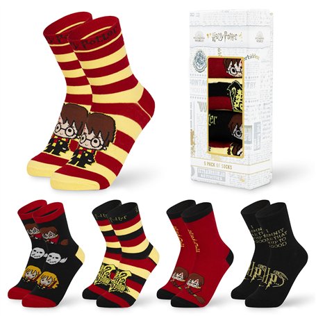 Harry Potter Chaussettes Femme Longueur Mi-Mollet Lot de 5 Chaussette Fantaisie Respirantes Cadeau Chibi Hogwarts pour Ado et Ad