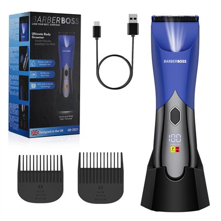BarberBoss Tondeuse pour le corps intime pour homme – Rechargeable pour l'aine et les poils pubiens