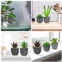 BELLE VOUS Mini Plante Artificielle Interieur Succulente en Pot Gris (6 Pièces) - Fausse Plante Cactus & Succulentes - pour Mais