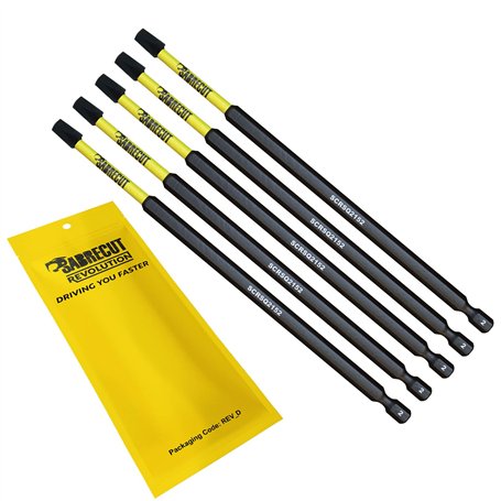5 x SabreCut SCRSQ2152_5 152 mm SQ2 carré tournevis à percussion magnétique jeu d'embouts à une extrémité robuste compatible ave