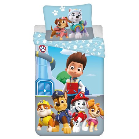 Jerry Fabrics Parure de lit pour enfant Paw Patrol Ryder Chase Marshall Rubble Skye Everest Liberty Chiens Animaux Couette 140 x