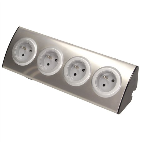 Miratic Multiprise Electrique 4 Voies avec Eclipses de Protection Montage en Saillie à 45° 3680W 16A (4 voies sans câble)