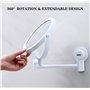 MASMAS Miroir maquillage mural de salle de bain grossissement 1 x 2 x cosmétique double face 360 rotatif, avec ventouse Installa