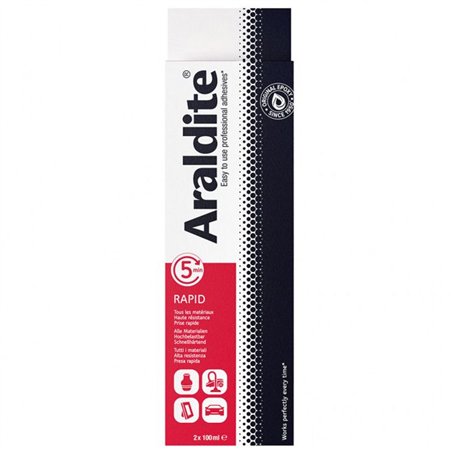 Colle époxy bi-composant - CYANOLIT - Araldite - Raprid rouge - 2 x 100 ml - Prise rapide - Haute résistance - Multi-matériaux