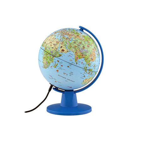 Tecnodidattica – Lumière Safari| Carte du monde de petite taille pour enfants| Globe géographique à monter lumineux et pivotant
