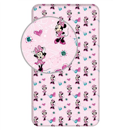 Jerry Fabrics Disney - Drap Housse en Coton Minnie : Fleurs - Rose - 90 X 200 Cm