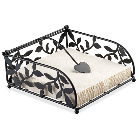 Ambiente Porte-serviettes en métal noir - Pour serviettes de table 33 x 33 cm