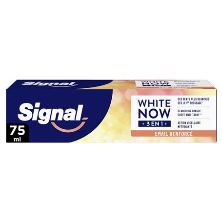 Signal White Now - Dentifrice 3 en 1 - Shine with Care - Sourire Plus Blanc et un Email Renforcé - Action Micellaire Nettoyante