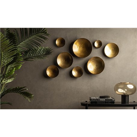 VIDI Ensemble de décoration murale en métal - 8 pièces - Pour salon - Ornements dorés - Décoration murale