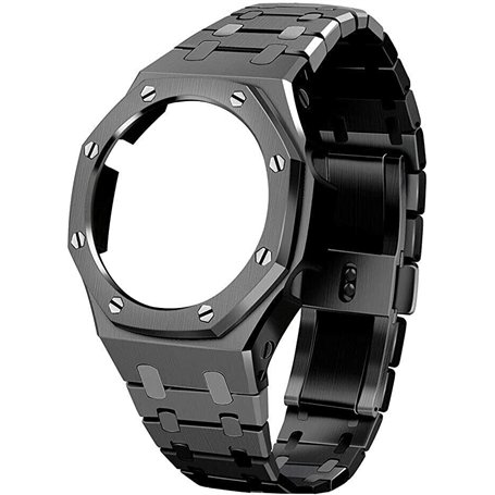 London Craftwork Casioak MOD Boîtier en acier inoxydable pour bracelet Shock G-SHOCK GA2100 GA2110 Noir