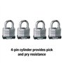 Master Lock Cadenas 1803Q en acier laminé, lot de 4, clés identiques