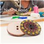 Nikou Boutons en bois - 100 pièces de 25 mm mixte Motif aléatoire Boutons vintage en bois avec 2 trous for le bricolage à coudre