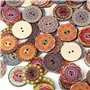 Nikou Boutons en bois - 100 pièces de 25 mm mixte Motif aléatoire Boutons vintage en bois avec 2 trous for le bricolage à coudre