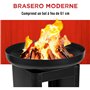 KZ GARDEN - Brasero Plancha au Charbon de Bois - Barbecue Teppanyaki Diamètre 61cm - Cuisine Conviviale Extérieure