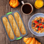 Moule à pain en Silicone, moule à baguette, plateau à baguette à 4 compartiments, moule antiadhésif, moule perforé, adapté à la