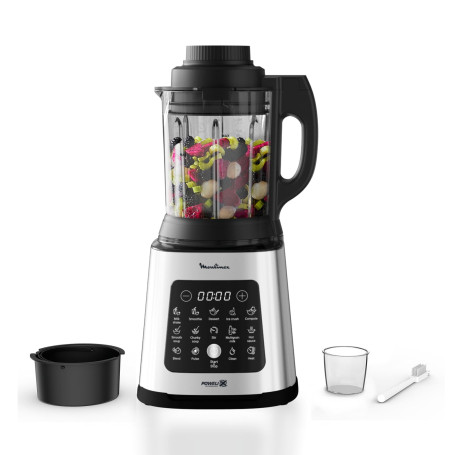 Moulinex Blender chauffant, 1400 W, 10 programmes automatiques, Lames amovibles, Fonction nettoyage en profondeur, Panier vapeur