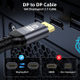TEFLOTY 16K Câble DisplayPort 2.1, Cable DisplayPort 80Gbps Supporte 16K@60Hz, 8K@120Hz, 4K@240Hz, Cable DP Display Port pour Mo