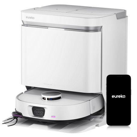 EUREKA J15 Max Ultra Robot Aspirateur Laveur avec Serpillière et Brosse Latérale Extensible, Aspiration 22000Pa, Station Auto...