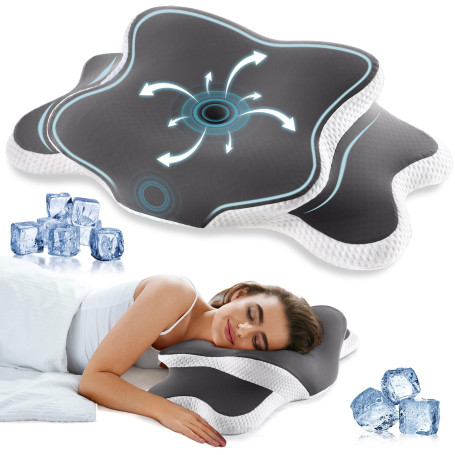YunNasi Oreiller Ergonomique Cervical Memory Foam Oreiller Memoire Forme Oreiller Orthopédique de Forme pour Les Dormeurs sur Le