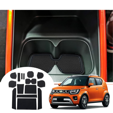 GAFAT Suzuki Ignis 2017-2024 2025 Tapis Antidérapants pour Console Centrale, Ignis 2025 Tapis en Caoutchouc Porte-Gobelet, Boîte