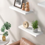 STOREMIC Etagère Murale, Étagères Murales en Bois Blanc 40cm, Étagères Décoratives Lot de 3 avec Grand Rangement pour Salle de C