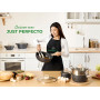 JUST PERFECTO Batterie de cuisine induction - set de casseroles tout feux avec couvercle en verre - lot avec des poêles anti adh
