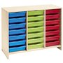 Meuble bas 21 bacs multicolores bouleau