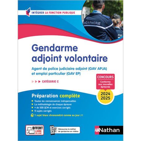 Gendarme adjoint volontaire - Tout en un - Intégrer la fonction publique - 2024/2025
