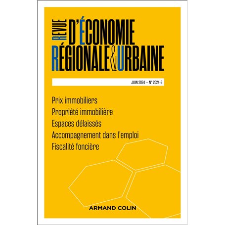 Revue d'économie régionale et urbaine Nº3/2024