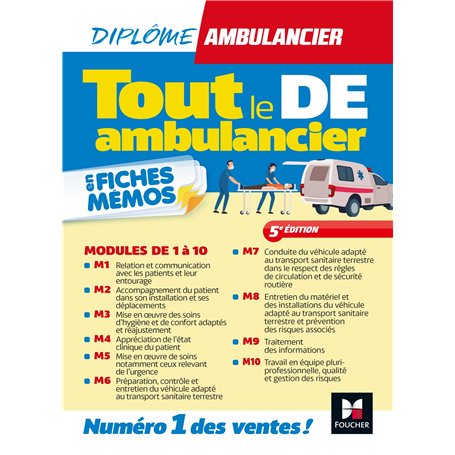 Tout le DE Ambulancier - DEA - Modules 1 à 10 en fiches mémos - Révision 5e éd