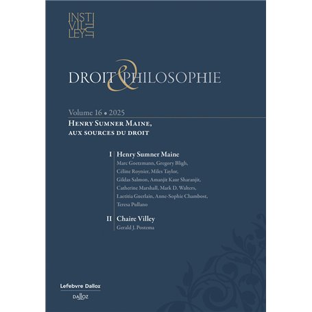 Droit & Philosophie - vol. XVI - Henry Sumner Maine