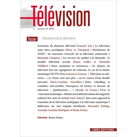Télévision - numéro 10 Mutations de la télévision 2019 24,46 €