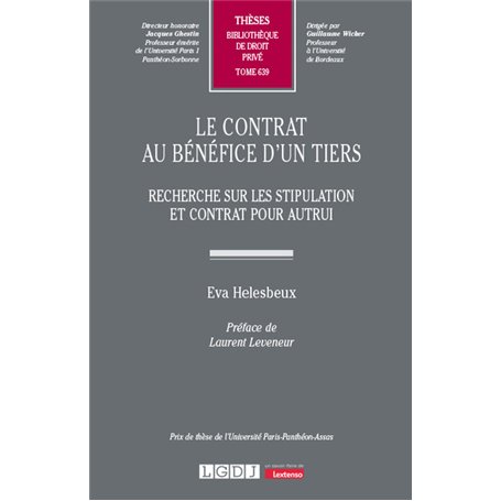Le contrat au bénéfice d'un tiers 73,39 €