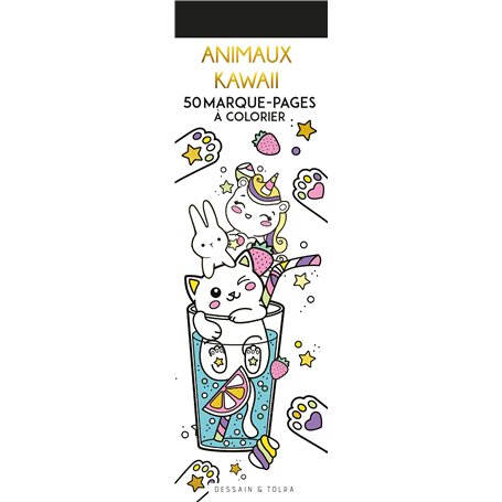 Animaux Kawaii - 50 marque-pages à colorier