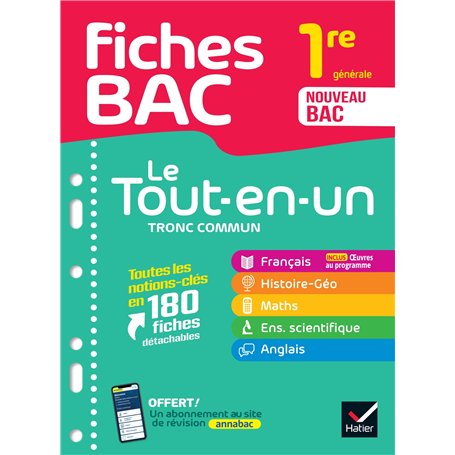 Fiches bac - Le Tout-en-un Tronc commun 1re générale (toutes les matières) - 2025-2026