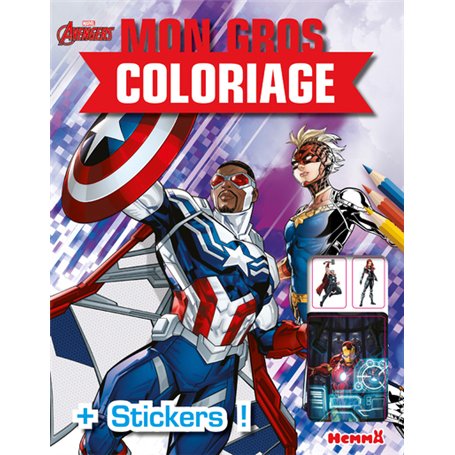 Marvel Avengers - Mon gros coloriage + stickers ! (Falcon et Captain Marvel)