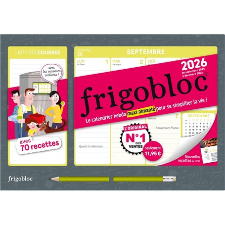 Frigobloc Hebdomadaire Compact 2026  - Calendrier Compact / sem (de sept. 2025 à déc. 2026)