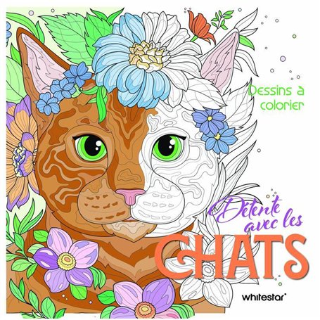 Détente avec les chats - Dessins à colorier
