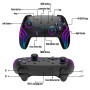 MYSTILUCK Manette Sans Fil Pro pour Switch/Switch 2/Lite/OLED/PC, Contrôleur avec 7 Couleurs d'éclairage RGB Changeantes/Double 