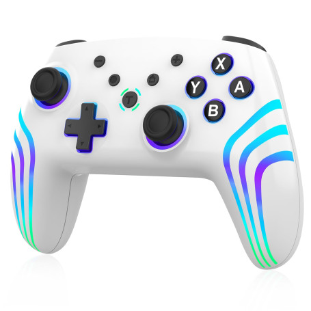 Manette de commutation, lumières RVB changeables, manette Switch Pro avec réveil/joysticks précis, gyroscope 6 axes/double shock