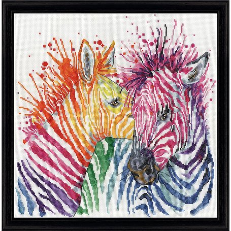 Design Works DW3266 Kit de broderie au point de croix compté Motif zèbres colorés 30