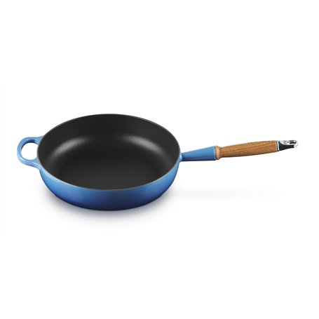 LE CREUSET Signature 20259282200422 Poêle à frire en fonte avec manche en bois Bleu azur 28 cm