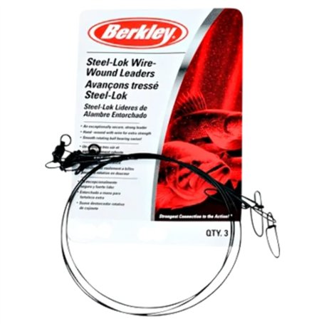 Berkley MC Mahon Steelon Wire-Wound 30 cm 30 LB Black Câble en Acier INOX Fil de Pêche Brochet Bas de Ligne Résistant Métallique